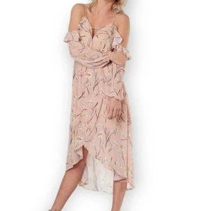 Floral Surplice Blush Pink Maxi Dress Medium